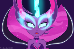 Size: 1500x1000 | Tagged: safe, artist:wubcakeva, character:midnight sparkle, character:twilight sparkle, character:twilight sparkle (scitwi), species:eqg human, my little pony:equestria girls, bare shoulders, clothing, female, looking at you, midnight sparkle, open mouth, sleeveless, solo, speedpaint available, strapless