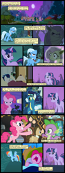Size: 600x1592 | Tagged: safe, artist:dragontrainer13, artist:newbiespud, edit, edited screencap, screencap, character:flutterbat, character:fluttershy, character:pinkie pie, character:rainbow dash, character:soarin', character:spike, character:trixie, character:twilight sparkle, character:twilight sparkle (unicorn), species:bat pony, species:earth pony, species:pony, species:unicorn, comic:friendship is dragons, alicorn amulet, angry, bat ponified, clothing, collaboration, comic, dialogue, female, flashlight (object), flying, glare, goggles, grin, lamp, male, mare, ponyville, prehensile mane, race swap, raised hoof, screencap comic, sleeping, slit eyes, smiling, stallion, tree, uniform, wide eyes, wonderbolts, wonderbolts uniform