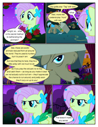 Size: 612x792 | Tagged: safe, artist:newbiespud, edit, edited screencap, screencap, character:fluttershy, character:mr. greenhooves, species:earth pony, species:pegasus, species:pony, comic:friendship is dragons, episode:the best night ever, g4, my little pony: friendship is magic, angry, box trap, canterlot gardens, clothing, comic, dialogue, dress, female, frown, gala dress, male, mare, screencap comic, stallion