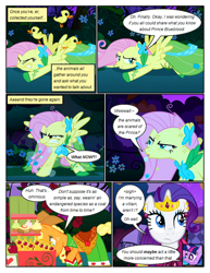 Size: 612x792 | Tagged: safe, artist:newbiespud, edit, edited screencap, screencap, character:applejack, character:fluttershy, character:rarity, species:earth pony, species:pegasus, species:pony, species:unicorn, comic:friendship is dragons, episode:the best night ever, g4, my little pony: friendship is magic, angry, apple, bottle, clothing, comic, cowboy hat, cupcake, dialogue, dress, duckling, female, food, freckles, gala dress, gritted teeth, hat, hooves, horn, jewelry, mare, saddle, screencap comic, shop stand, smiling, spread wings, tack, tiara, wings