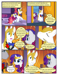 Size: 612x792 | Tagged: safe, artist:newbiespud, edit, edited screencap, screencap, character:prince blueblood, character:rarity, species:pony, species:unicorn, comic:friendship is dragons, episode:the best night ever, g4, my little pony: friendship is magic, bow tie, clothing, comic, dialogue, dress, eyes closed, female, flower, gala dress, high heels, hooves, horn, male, mare, open mouth, rose, screencap comic, shoes, smiling, stallion