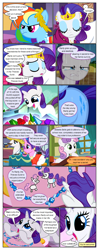 Size: 612x1553 | Tagged: safe, artist:newbiespud, edit, edited screencap, screencap, character:cookie crumbles, character:hondo flanks, character:rainbow dash, character:rarity, character:sweetie belle, species:pegasus, species:pony, species:unicorn, comic:friendship is dragons, angry, classroom, comic, crying, dialogue, drawing, female, filly, filly rarity, gem, happy, implied applejack, laurel wreath, looking down, male, mare, sad, screencap comic, smiling, stallion, thinking, younger