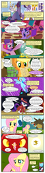 Size: 612x2312 | Tagged: safe, artist:newbiespud, edit, edited screencap, screencap, character:applejack, character:fluttershy, character:pinkie pie, character:princess celestia, character:rainbow dash, character:rarity, character:twilight sparkle, character:twilight sparkle (unicorn), species:alicorn, species:changeling, species:dragon, species:earth pony, species:pegasus, species:pony, species:unicorn, comic:friendship is dragons, episode:a canterlot wedding, episode:dragonshy, episode:it's about time, episode:rarity investigates, episode:secret of my excess, episode:somepony to watch over me, g4, my little pony: friendship is magic, book, canterlot, clothing, cloud, comic, detective rarity, dialogue, eyes closed, female, fight, flying, glowing horn, golden oaks library, hat, horn, magic, mane six, map, mare, mouth hold, mystical orb of fate's destiny, screencap comic, smiling, telekinesis, turban
