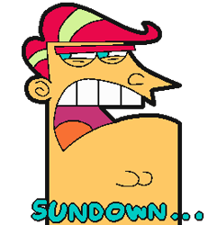Size: 260x270 | Tagged: safe, artist:threetwotwo32232, character:sunset shimmer, species:human, humanized, male, meme, parody, simple background, solo, sundown, the fairly oddparents, transparent background