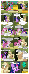 Size: 612x1553 | Tagged: safe, artist:newbiespud, edit, edited screencap, screencap, character:applejack, character:pinkie pie, character:twilight sparkle, species:earth pony, species:pony, comic:friendship is dragons, episode:the return of harmony, g4, my little pony: friendship is magic, angry, balloon, clothing, comic, dialogue, discorded, earth pony twilight, eyes closed, freckles, frown, hat, implied discord, liarjack, open mouth, prancing, raised hoof, screencap comic, scrunchy face, shocked, smiling, worried