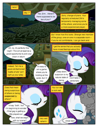 Size: 612x792 | Tagged: safe, artist:newbiespud, edit, edited screencap, screencap, character:rarity, species:pony, species:unicorn, comic:friendship is dragons, episode:the return of harmony, g4, my little pony: friendship is magic, comic, crash, dialogue, dust, eyes closed, female, hedge maze, implied discord, mare, screencap comic, sigh