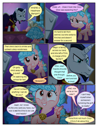 Size: 612x792 | Tagged: safe, artist:newbiespud, edit, edited screencap, screencap, character:chancellor neighsay, character:cozy glow, species:pegasus, species:pony, species:unicorn, comic:friendship is dragons, angry, annoyed, chair, comic, desk, dialogue, female, filly, freckles, grin, looking down, looking up, male, nervous, raised hoof, screencap comic, sitting, smiling, stallion, table