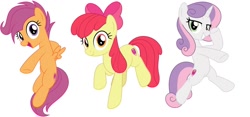 Size: 1204x564 | Tagged: safe, artist:jhayarr23, edit, editor:thomasfan45, character:apple bloom, character:scootaloo, character:sweetie belle, species:earth pony, species:pegasus, species:pony, species:unicorn, episode:growing up is hard to do, g4, my little pony: friendship is magic, adorabloom, bipedal, cute, cutealoo, cutie mark crusaders, diasweetes, grown up cmc, lidded eyes, older, older apple bloom, older cmc, older scootaloo, older sweetie belle, show accurate, simple background, vector, white background