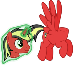 Size: 7214x6400 | Tagged: safe, artist:parclytaxel, oc, oc only, oc:prince flare, species:alicorn, species:pony, .svg available, absurd resolution, alicorn oc, commission, cursed image, detachable head, disembodied head, flying, headless, levitation, looking up, magic, male, modular, not salmon, raised hoof, self-levitation, simple background, solo, stallion, telekinesis, transparent background, vector, wat