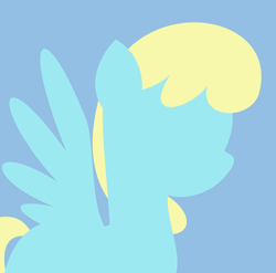 Size: 2000x1975 | Tagged: safe, artist:jhayarr23, character:sassaflash, species:pegasus, species:pony, background pony, blue background, commission, female, lineless, mare, minimalist, modern art, simple background, solo, spread wings, wings
