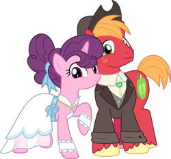 Size: 5500x5123 | Tagged: safe, artist:jhayarr23, character:big mcintosh, character:sugar belle, species:earth pony, species:pony, species:unicorn, ship:sugarmac, episode:the big mac question, g4, my little pony: friendship is magic, absurd resolution, cute, female, husband and wife, male, mare, shipping, show accurate, simple background, smiling, stallion, straight, transparent background, vector