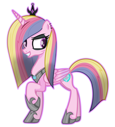 Size: 4000x4416 | Tagged: safe, artist:color-shine, artist:parclytaxel, base used, character:princess cadance, species:alicorn, species:pony, absurd resolution, alternate hairstyle, crown, evil, evil cadance, eyeliner, female, jewelry, makeup, mare, raised hoof, regalia, solo, vector