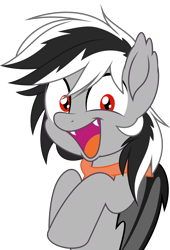 Size: 5000x7335 | Tagged: safe, artist:jhayarr23, oc, oc only, oc:stormdancer, species:bat pony, species:pony, bandana, bat pony oc, bat wings, cute, fangs, happy, looking at you, movie accurate, simple background, staring into your soul, transparent background, wings
