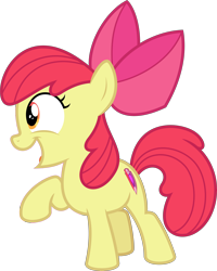 Size: 4920x6139 | Tagged: safe, artist:parclytaxel, edit, editor:slayerbvc, character:apple bloom, species:earth pony, species:pony, episode:crusaders of the lost mark, g4, my little pony: friendship is magic, absurd resolution, apple bloom's bow, bow, cropped, cutie mark, female, filly, hair bow, raised hoof, simple background, smiling, solo, the cmc's cutie marks, transparent background, vector, vector edit