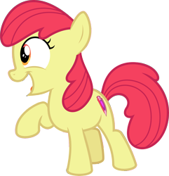 Size: 4920x5108 | Tagged: safe, artist:parclytaxel, edit, editor:slayerbvc, character:apple bloom, species:earth pony, species:pony, episode:crusaders of the lost mark, g4, my little pony: friendship is magic, absurd resolution, accessory-less edit, cropped, cutie mark, female, filly, missing accessory, raised hoof, simple background, smiling, solo, the cmc's cutie marks, transparent background, vector, vector edit