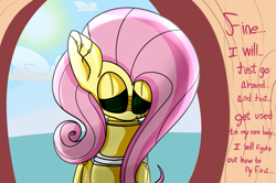 Size: 997x664 | Tagged: safe, artist:extradan, character:fluttershy, female, flutterbot, solo