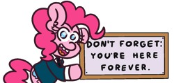Size: 1250x600 | Tagged: safe, artist:threetwotwo32232, character:pinkie pie, species:earth pony, species:pony, clothing, don't forget you're here forever, female, mare, meme, parody, text, the ride never ends, the simpsons