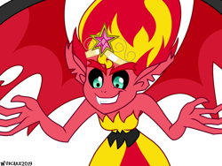 Size: 3000x2250 | Tagged: safe, artist:wubcakeva, character:sunset satan, character:sunset shimmer, species:human, equestria girls:equestria girls, g4, my little pony: equestria girls, my little pony:equestria girls, big crown thingy, demon, element of magic, evil, female, jewelry, regalia, simple background, solo, sunset satan, transparent background, wings