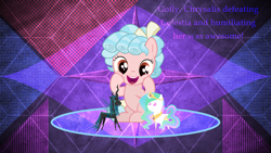 Size: 3840x2160 | Tagged: safe, artist:diigii-doll, artist:earlpeterg, artist:filiecs, artist:laszlvfx, edit, character:cozy glow, character:princess celestia, character:queen chrysalis, species:alicorn, species:changeling, species:pegasus, species:pony, bow, chibi, cozy glow is best facemaker, cozybetes, cute, doll, female, foal, hair bow, happy, mare, playing, pure concentrated unfiltered evil of the utmost potency, pure unfiltered evil, toy, wallpaper, wallpaper edit