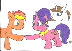 Size: 1186x849 | Tagged: safe, artist:cmara, character:cookie crumbles, character:hondo flanks, oc, species:pony, traditional art