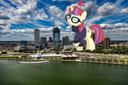 Size: 2201x1467 | Tagged: safe, artist:jhayarr23, character:moondancer, species:pony, species:unicorn, female, giant ponies in real life, giant pony, giantess, highrise ponies, irl, macro, mega/giant moondancer, milwaukee, photo, ponies in real life, wisconsin