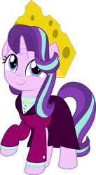 Size: 5000x9112 | Tagged: safe, artist:jhayarr23, character:starlight glimmer, species:pony, species:unicorn, absurd resolution, cheese, cheese hat, cheesehead, clothing, female, hat, headmare starlight, looking up, mare, older, older starlight glimmer, simple background, solo, suit, transparent background, vector