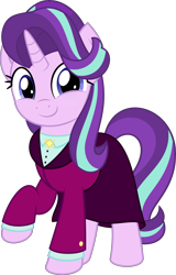 Size: 5000x7803 | Tagged: safe, artist:jhayarr23, character:starlight glimmer, species:pony, species:unicorn, episode:the last problem, g4, my little pony: friendship is magic, absurd resolution, clothing, female, headmare starlight, mare, older, older starlight glimmer, raised hoof, simple background, smiling, solo, transparent background, vector