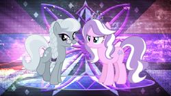 Size: 3840x2160 | Tagged: safe, artist:cheezedoodle96, artist:kraysee, artist:laszlvfx, edit, character:diamond tiara, character:silver spoon, species:earth pony, species:pony, braid, duo, female, glasses, mare, older, older diamond tiara, older silver spoon, wallpaper, wallpaper edit