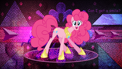 Size: 3840x2160 | Tagged: safe, artist:laszlvfx, artist:multiversecafe, edit, character:pinkie pie, species:earth pony, species:pony, cute, element of laughter, female, funny, happy, older, solo, tol, wallpaper, wallpaper edit