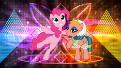Size: 3840x2160 | Tagged: safe, artist:jhayarr23, artist:laszlvfx, artist:wissle, edit, character:pinkie pie, character:somnambula, species:earth pony, species:pegasus, species:pony, g4, female, mare, show accurate, wallpaper, wallpaper edit