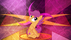 Size: 3840x2160 | Tagged: safe, artist:laszlvfx, artist:xebck, edit, character:scootaloo, species:pegasus, species:pony, abstract background, female, mare, older, older scootaloo, solo, wallpaper, wallpaper edit