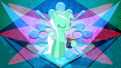 Size: 3840x2160 | Tagged: safe, artist:laszlvfx, artist:neomiles, edit, character:lyra heartstrings, species:pony, species:unicorn, drink, drinking, eyes closed, female, hoof hold, mare, pepsi, soda, solo, wallpaper, wallpaper edit