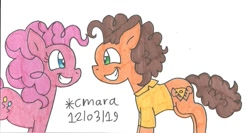 Size: 1228x651 | Tagged: safe, artist:cmara, character:cheese sandwich, character:pinkie pie, species:pony, ship:cheesepie, female, male, shipping, straight