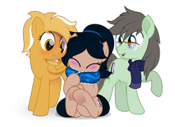 Size: 3751x2731 | Tagged: safe, artist:jhayarr23, artist:potato22, artist:yudhaikeledai, oc, oc only, oc:crescend cinnamon, oc:mareota, oc:paradox, species:earth pony, species:pony, 2020 community collab, derpibooru community collaboration, cute, male, movie accurate, show accurate, simple background, transparent background