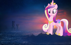 Size: 1920x1229 | Tagged: safe, artist:dashiesparkle, character:princess cadance, species:alicorn, species:pony, female, future, giant pony, giantess, highrise ponies, irl, macro, mega giant, photo, ponies in real life
