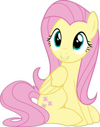 Size: 3940x5000 | Tagged: safe, artist:slb94, character:fluttershy, species:pegasus, species:pony, cute, female, grin, mare, shyabetes, simple background, sitting, smiling, solo, transparent background, vector