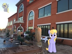 Size: 2048x1536 | Tagged: safe, artist:bluemeganium, artist:dashiesparkle, artist:topsangtheman, character:cloud kicker, character:derpy hooves, species:pegasus, species:pony, irl, looking at you, photo, photoshop, ponies in real life, spa, spa castle
