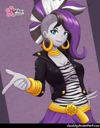 Size: 1115x1421 | Tagged: safe, artist:clouddg, character:zecora, my little pony:equestria girls, ear piercing, equestria girls-ified, female, piercing, solo, toy interpretation