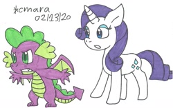 Size: 1185x745 | Tagged: safe, artist:cmara, character:rarity, character:spike, ship:sparity, angry, cutie mark, duo, female, lidded eyes, male, shipping, simple background, spread wings, straight, white background, wings