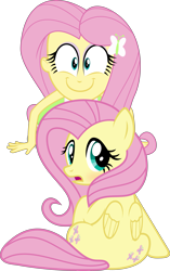 Size: 2969x4731 | Tagged: safe, artist:masem, artist:slb94, edit, editor:slayerbvc, character:fluttershy, species:pegasus, species:pony, my little pony:equestria girls, all fours, creepy, creepy smile, eyeshadow, faec, female, human ponidox, imminent snuggles, looking back, makeup, mare, open mouth, ponidox, rapeface, self ponidox, simple background, sitting, smiling, transparent background, vector, vector edit
