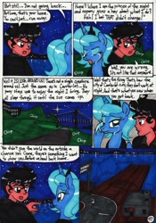 Size: 2079x2968 | Tagged: safe, artist:newyorkx3, character:princess luna, oc, oc:tommy, comic:young days, comic, crying, new york city, night, road, s1 luna, stars, traditional art, tree