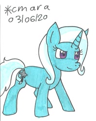 Size: 667x844 | Tagged: safe, artist:cmara, character:trixie, species:pony, species:unicorn, colored sketch, cute, determined, female, mare, simple background, sketch, solo, traditional art, white background