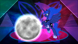 Size: 3840x2160 | Tagged: safe, artist:kysss90, artist:laszlvfx, edit, character:princess luna, species:alicorn, species:pony, female, mare, moon, solo, tangible heavenly object, wallpaper, wallpaper edit