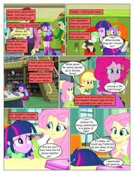 Size: 612x792 | Tagged: safe, artist:greatdinn, artist:newbiespud, edit, edited screencap, screencap, character:applejack, character:drama letter, character:fluttershy, character:nolan north, character:paisley, character:pinkie pie, character:spike, character:watermelody, species:dog, comic:friendship is dragons, equestria girls:equestria girls, g4, my little pony: equestria girls, my little pony:equestria girls, backpack, beret, book, clothing, collaboration, comic, computer, confused, crimson napalm, cutie mark, cutie mark on clothes, dialogue, facedesk, female, freckles, hat, incomplete twilight strong, laughing, library, locker, male, nolan north, sad, screencap comic, spike the dog, worried