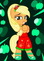 Size: 1000x1400 | Tagged: safe, artist:jhayarr23, artist:katya, edit, character:applejack, species:pony, episode:i'm on a yacht, g4, my little pony: equestria girls, my little pony:equestria girls, spoiler:eqg series (season 2), alternate design, bipedal, female, ponified, solo, summer