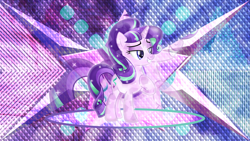 Size: 3840x2160 | Tagged: safe, artist:laszlvfx, artist:theshadowstone, edit, character:starlight glimmer, species:crystal pony, species:pony, species:unicorn, crystallized, female, mare, solo, wallpaper, wallpaper edit