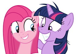 Size: 4086x2936 | Tagged: safe, artist:slb94, artist:thorinair, character:pinkamena diane pie, character:pinkie pie, character:twilight sparkle, duo, insanity, simple background, transparent background, twilight snapple, vector