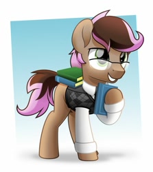 Size: 800x898 | Tagged: safe, artist:jhayarr23, oc, oc only, oc:lavender, species:earth pony, species:pony, book, clothing, glasses, male, shirt, solo, stallion, sweater vest
