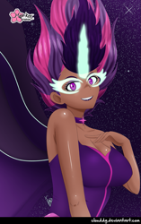 Size: 793x1265 | Tagged: safe, artist:clouddg, character:midnight sparkle, character:twilight sparkle, character:twilight sparkle (scitwi), species:eqg human, species:human, equestria girls:legend of everfree, g4, my little pony: equestria girls, my little pony:equestria girls, breasts, busty twilight sparkle, choker, cleavage, humanized, looking at you, midnight sparkle, sexy