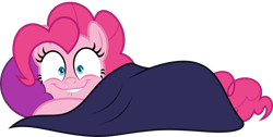 Size: 2000x1010 | Tagged: safe, artist:jhayarr23, character:pinkie pie, species:earth pony, species:pony, episode:cakes for the memories, spoiler:cakes for the memories, spoiler:mlp friendship is forever, blanket, blue eyes, comedy, cute, faec, female, funny, i came, lip bite, shrunken pupils, simple background, solo, transparent background, vector